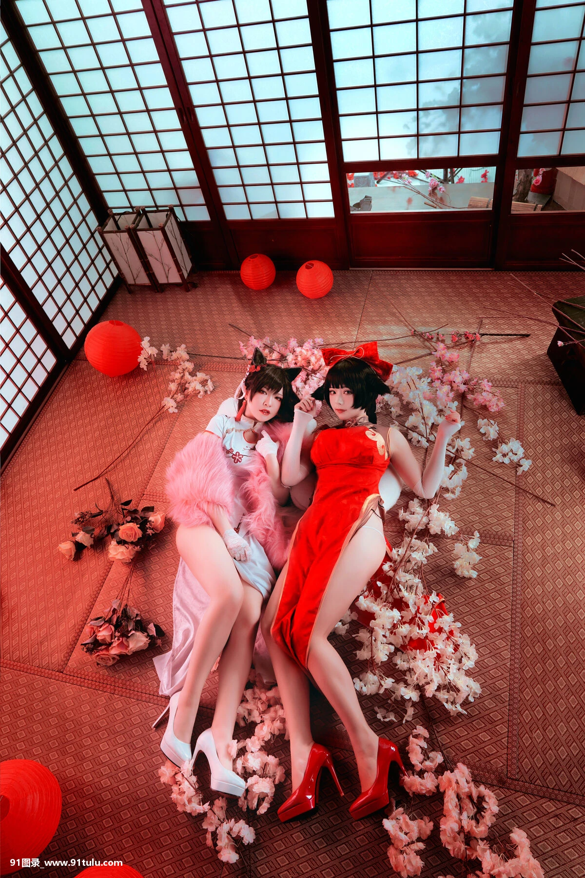 Cosplay [半半子Banbanko,婉Yue] 爱宕x高雄,チャイナ服 [27P][京都 写真 冬]